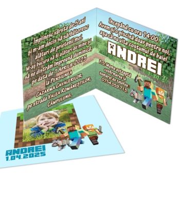Invitatii Minecraft cu magneti
