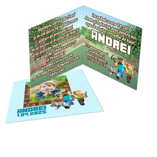 Invitatii Minecraft cu magneti