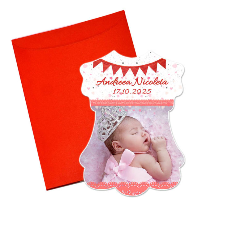 Invitatie botez rochita - invitatii rochita - invitatii botez fete - modele invitatii botez fete