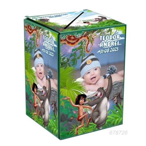 Cutie dar botez personalizata Cartea Junglei