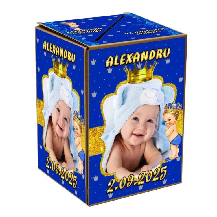 Cutie pentru plicuri dar Micul Print - Cutie Bani Botez - Cutie dar Botez