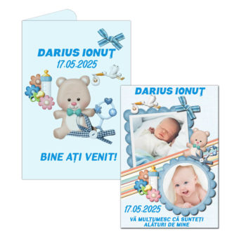 Marturii botez barza si ursulet magnetice personalizate