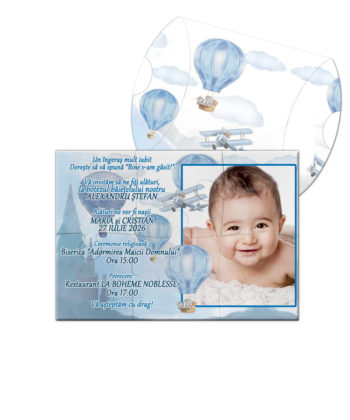 Invitatie botez puzzle magnetic 6 piese