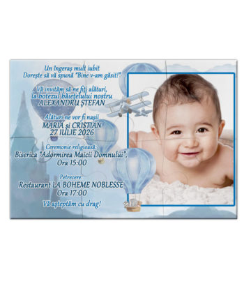 Invitatie botez puzzle magnetic 6 piese