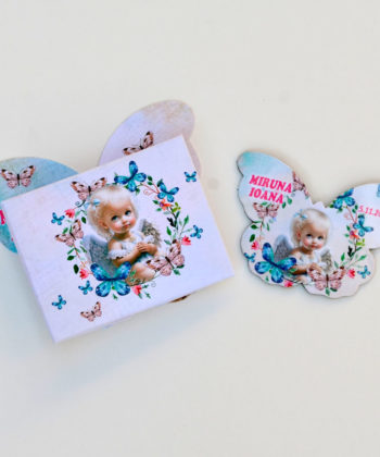 Invitatii botez magneti fluture ingeras