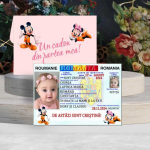 Magneti buletin fetite Minnie si Mickey - Marturie Botez Buletin