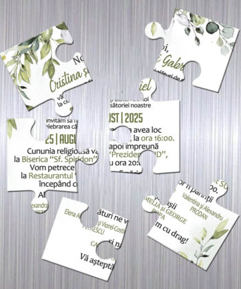 Invitatii nunta puzzle, magnetic 6 piese