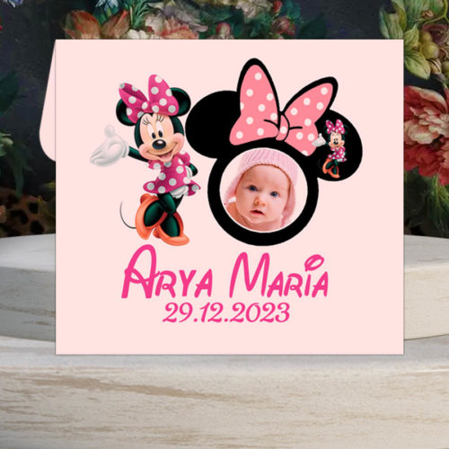 Magnet Minnie Mouse, negru cu plic roz