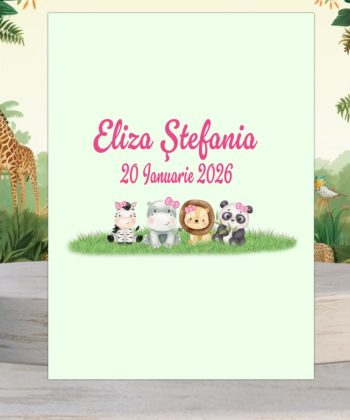 Invitatie botez Safari fetite, animalute