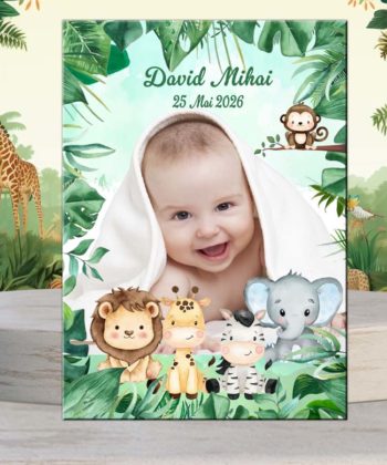 Invitatie botez Safari baieti, animalute