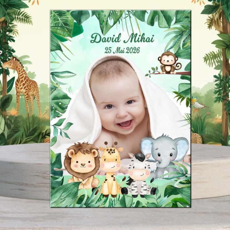 Invitatie botez Safari baieti, animalute