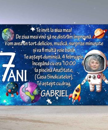 Invitatie aniversare copii, model Cosmos