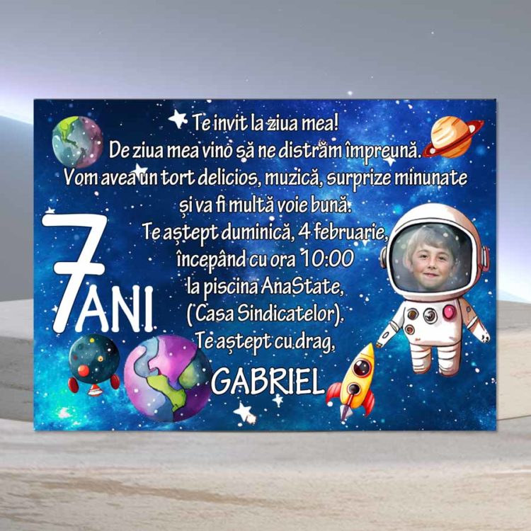 Invitatie aniversare copii, model Cosmos