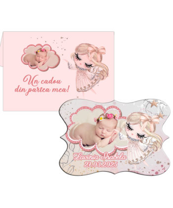 Magneti botez fetite balerina, plicuri incluse, forma vintage
