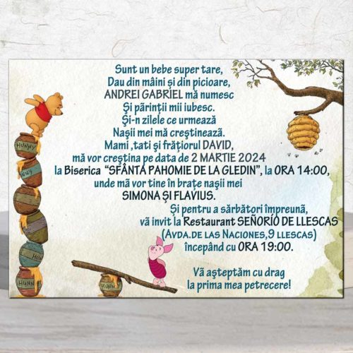 Invitatie botez Winnie the Pooh