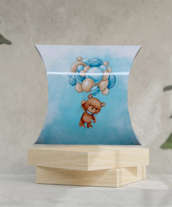 Botez invitatie puzzle ursulet cu baloane