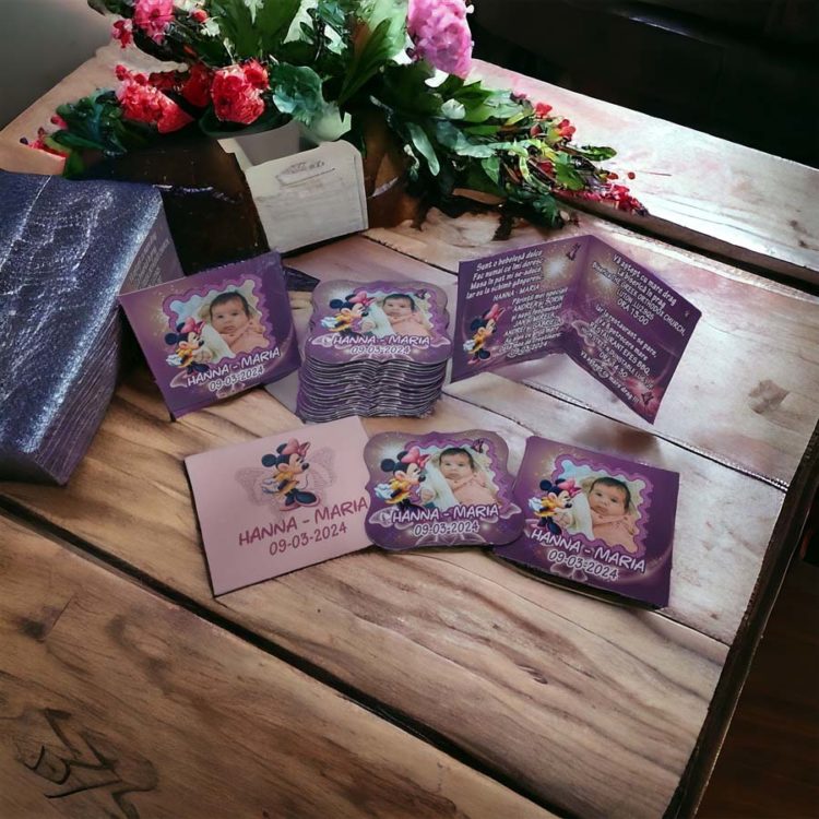Invitatii botez 2 in 1 invitatie plus marturie