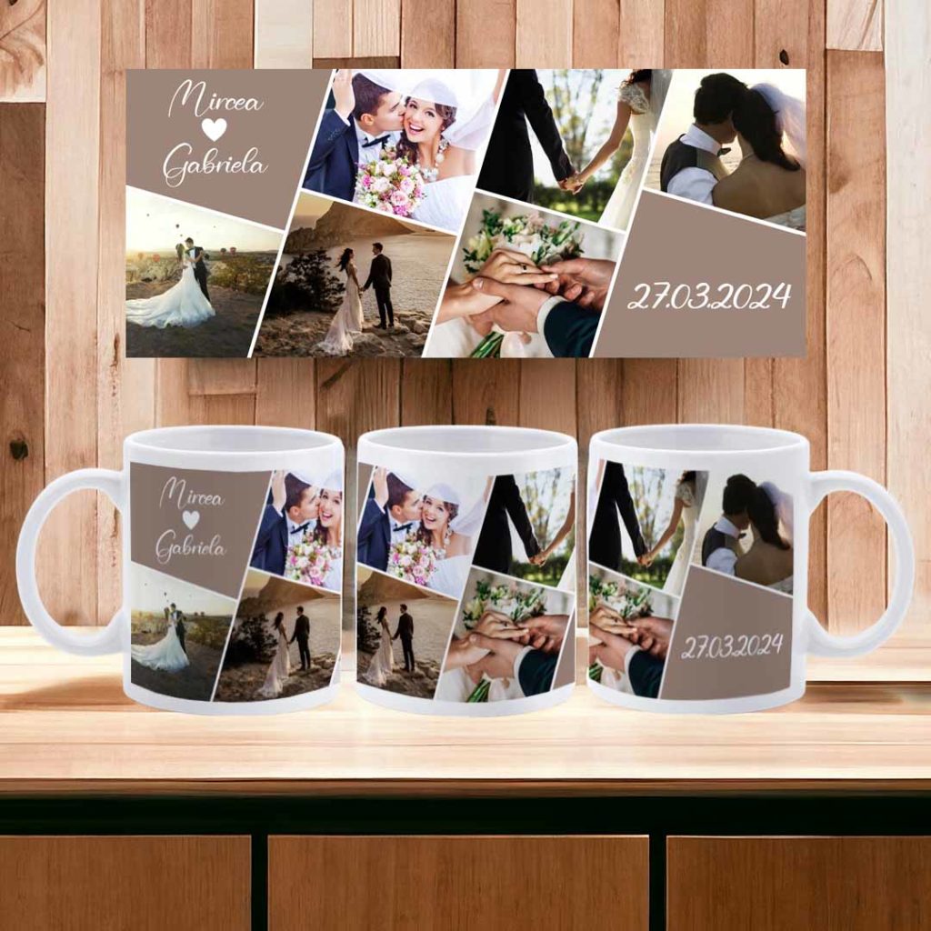 cana personalizata cu 6 poze cadou pentru tineri casatoriti