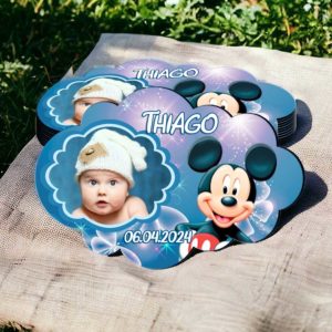 Magneti marturii botez baiat, forma norisor, Tematica Mickey Mouse