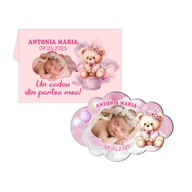 Magneti botez fetita Ursulet, plicuri incluse