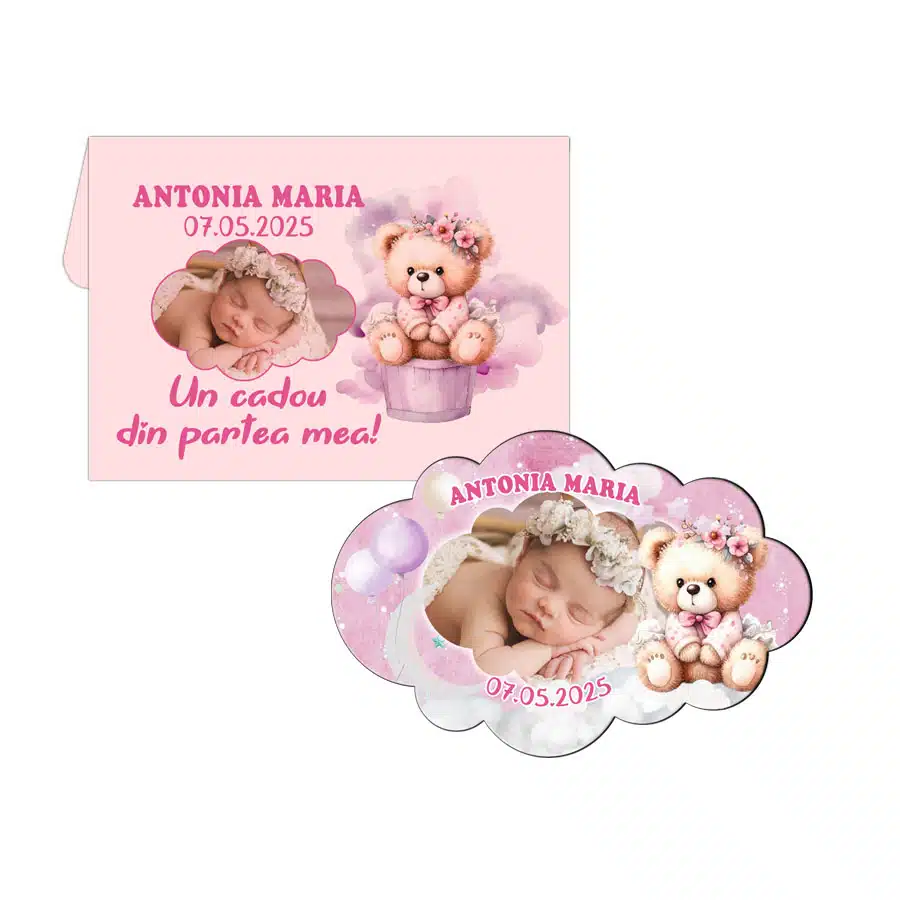 Magneti botez fetita Ursulet, plicuri incluse