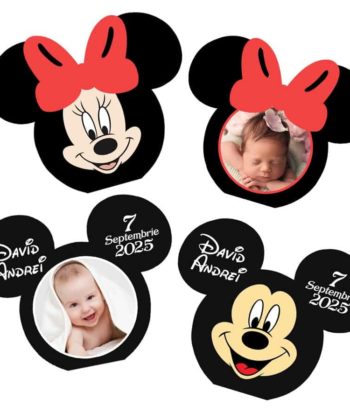 Invitatii botez forma Minnie Mickey Mouse