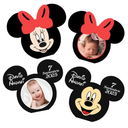 Invitatii botez forma Minnie Mickey Mouse