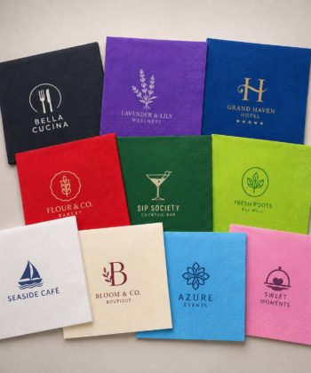 Servetele personalizate Horeca 16x16 cm in culori diverse cu logo imprimat
