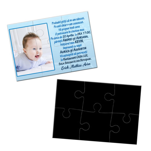 Invitatii botez magnet puzzle, puzzle personalizat, cadouri personalizate Ploiesti