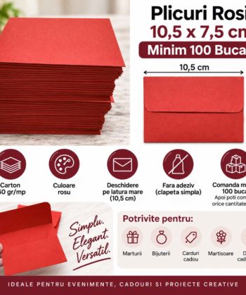 Infografic plicuri rosii 10,5 x 7,5 cm set 100 bucati