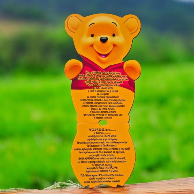 Invitatii Botez Ursulet Winnie - Invitatie Botez Ursulet