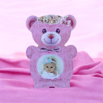 Invitatii botez ursulet 680979 personalizate pentru fete