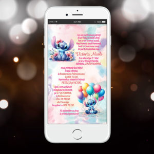Invitatii Botez Digitale Stitch - Invitatii Botez Online