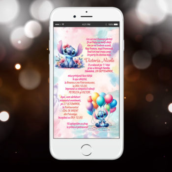 Invitatii Botez Digitale Stitch - Invitatii Botez Online