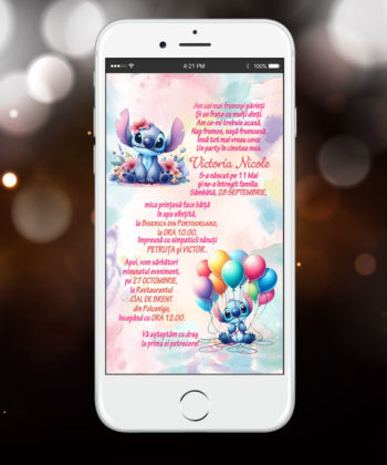 Invitatii Botez Digitale Stitch - Invitatii Botez Online