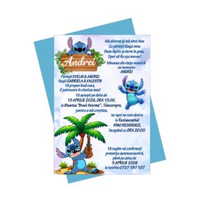 Invitatii Botez Baieti Stitch - Invitatii Stitch - Invitatii Botez Digitale