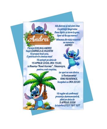 Invitatii Botez Baieti Stitch - Invitatii Stitch - Invitatii Botez Digitale