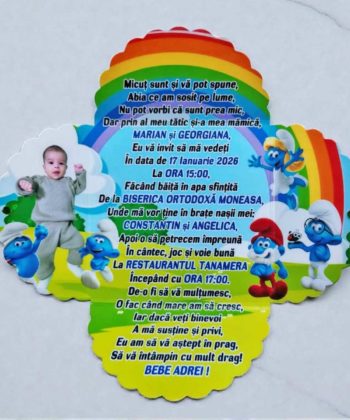 Invitatii Botez Strumfi - Invitatii Botez Baieti