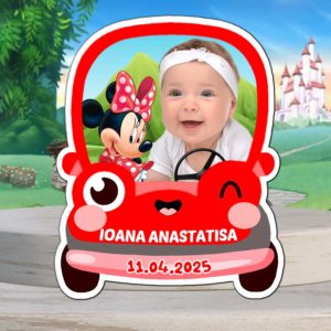 Magnet Masinuta Minnie Mouse 2 Magnet Masinuta Minnie Mouse – Marturii personalizate pentru botez fetite care aduc zambete si amintiri de neuitat