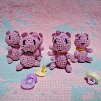 marturii botez ursulet roz fetite crosetat handmade din stoc