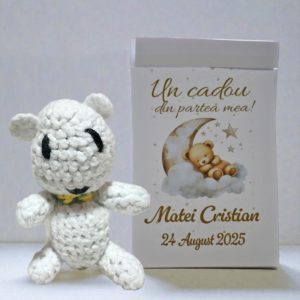 Marturii Botez Ursulet Alb - Marturii Botez Crosetate