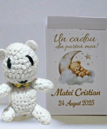 Marturii Botez Ursulet Alb - Marturii Botez Crosetate