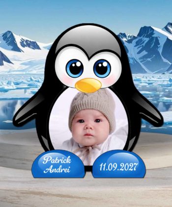 marturii botez baieti pinguin magnet personalizat