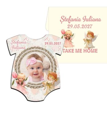 marturii botez magnet tricou cu plic personalizat