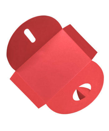 Plic martisor rosu din carton cu inchidere tip cheita ovala