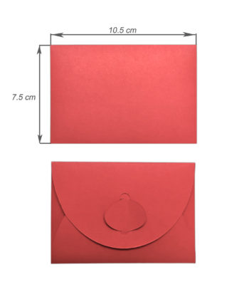 Plic martisor rosu din carton cu inchidere tip cheita ovala