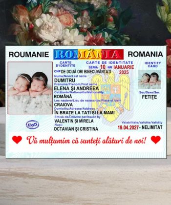 marturii botez gemeni fetite magneti buletin personalizati