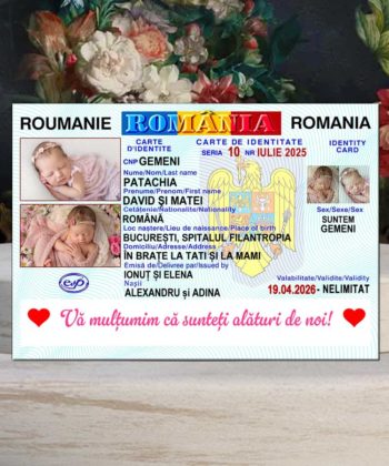 marturii botez gemeni fetite magneti buletin cu doua poze