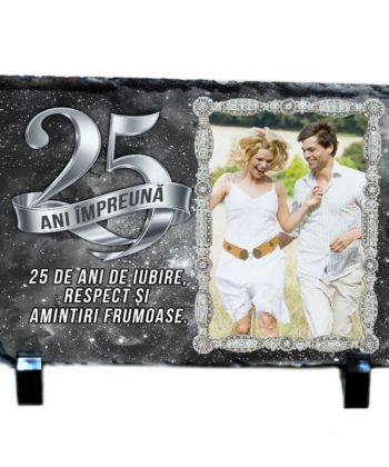 Tablou ardezie personalizat aniversare 25 ani de casatorie cu fotografie