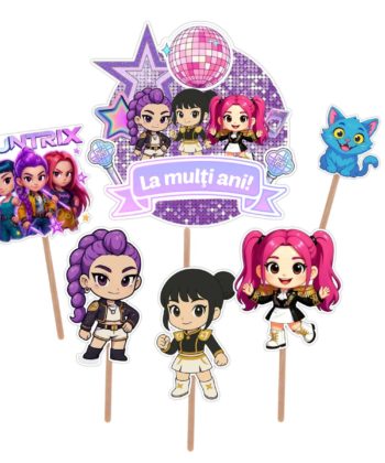 Figurine pentru tort Huntrix K Pop Demon Hunters set 6 toppere